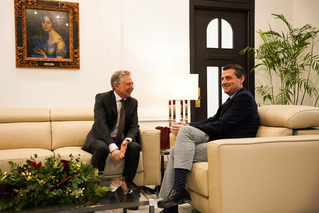 Sanchez Zammorano y José María Bellido durante la reunión institucional.